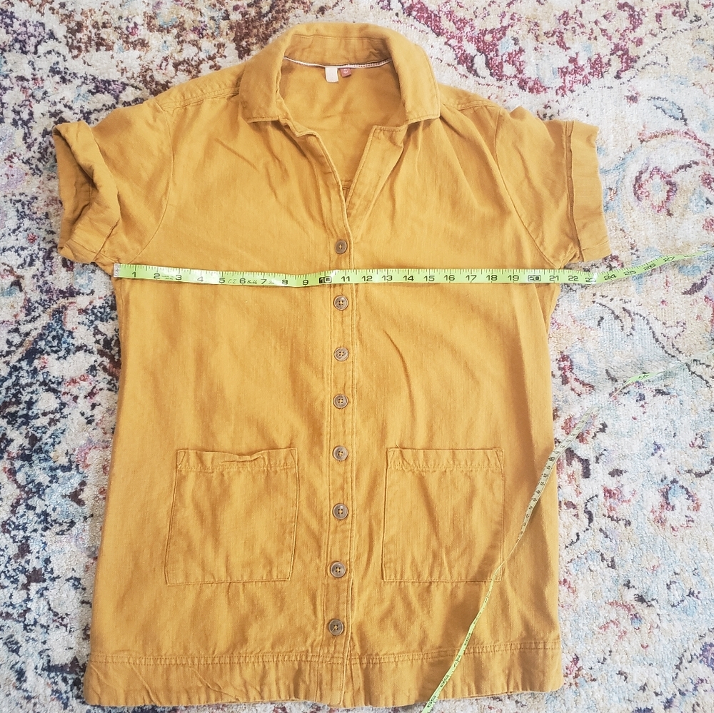 Anthropologie Pilcro Summer Linen Cotton Mini Dress Gold Yellow Size XS - Picture 9 of 11